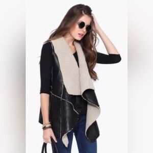 Jones Newyork Women's Black Grey Faux Fur Vest M size PreOWD